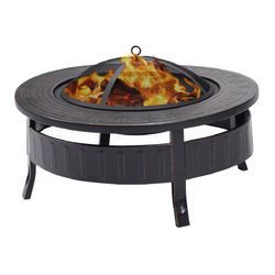 32" Round Metal Firepit Patio Garden Stove