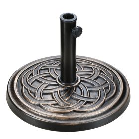 17.72" 24.2 lbs Market Heavy Duty Umbrella Round Stand Base for Patio, Outdoor, Deck, Lawn, Garden, Bronze