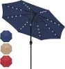 9' Solar Umbrella 32 LED Lighted Patio Umbrella Table Market Umbrella with Push Button Tilt/Crank Outdoor Umbrella for Garden, Deck, Backyard and Pool