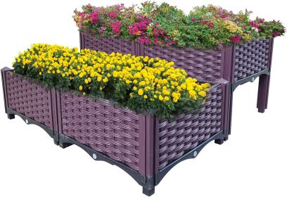 Plastic Raised Garden Bed 4 Piece Planter Grow Boxes Planter Care Box Kit for Outdoor Indoor Plants Elevated Garden Boxes Plant pots for Vegetables