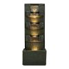 39.3inches High Concrete Modern Water Fountain with LED Lights for Home Garden Backyard Decor