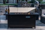 57 Inch Propane Fire Pit Table, 50,000BTU Outdoor Gas Fire Pit, 2 in 1 Rectangular Firepit Extruded Aluminum w/ Lid, Glass Beads