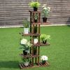 6 Tier Garden Wooden Shelf Storage Plant Rack Stan