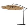 10 FT Solar LED Patio Outdoor Umbrella Hanging Cantilever Umbrella Offset Umbrella Easy Open Adustment with 24 LED Lights -taupe