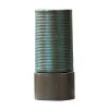 19.5x19.5x43.5" Large Concrete Cylinder Green & Brown Ribbed Water Fountain, Outdoor Bird Feeder / Bath Fountain, Modern Industrial Style