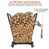 18.5x10.86x23.42in Firewood Log Rack 661LBS Iron Wood Lumber Storage Stacking Rack Iron Storage Holder for Fireplace Firepit with 2 Hanging Hooks 4 Sw