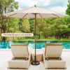 10 Feet Patio Umbrella with 8 Wooden Ribs and 3 Adjustable Heights