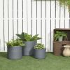 Set of 3 Outdoor Planter Set, 13/11.5/9in, MgO Flower Pots with Drainage Holes, Outdoor Ready & Stackable Plant Pot for Indoor, Entryway, Patio, Yard