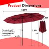 13 ft. Market No Weights Patio Umbrella 2-Side - Red