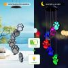 1pc, Paw Print Solar Wind Chimes For Outside, Dogs Cat Pet Paw Print Remembrance Wind Chimes,Waterproof Color Changing Solar Hanging Lights