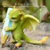 1pc Miniature Fairy Garden Figurines, Cute Resin Dragon Statue, Mini Dragon Reading Figurine, Mini Pink Dragon And Baby Statue, Fairy Garden Decor