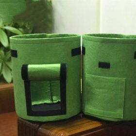 Heavy Duty Non-Woven Fabric Pots with Flap and Handles Root Crops Plant Grow Bags (Color: Green, size: medium)