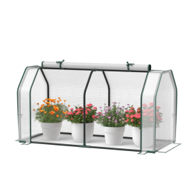 Outdoor Lawn & Garden Mini Greenhouse For Flower Pots Plants (Color: As pic show, size: 47.5" x 21.5" x 24")