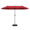 13 Feet Double-Sided Patio Twin Table Umbrella with Crank Handle