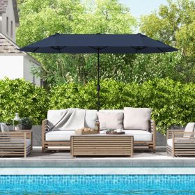 13 Feet Double-Sided Patio Twin Table Umbrella with Crank Handle (Color: Navy)