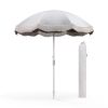 6.5 FT Beach Umbrella with Fringe Outdoor Tassel Umbrella with Push Button Tilt