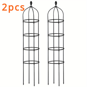 2 Packs Garden Obelisk Trellis 5.9FT Plants Tower for Climbing Plants Flower Vegetable Vine Ban on Amazon sales (Color: black)