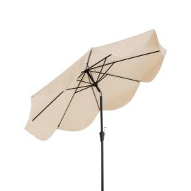 9 FT Umbrella with Crank Handle for Outdoor Patio Garden Pool (Color: Beige, Type: Style A)