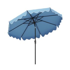 Outdoor 9 Feet Patio Umbrella with Crank Handle and Push Button Tilt (Color: Navy, Type: Outdoor Umbrellas)