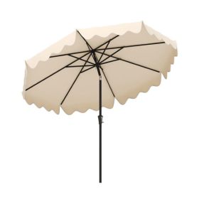 Outdoor 9 Feet Patio Umbrella with Crank Handle and Push Button Tilt (Color: Beige, Type: Outdoor Umbrellas)