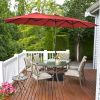 15 Feet Double-Sided Twin Patio Umbrella with Crank and Base