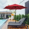 9 FT Outdoor Market Patio Table Umbrella Push Button Tilt Crank Lift